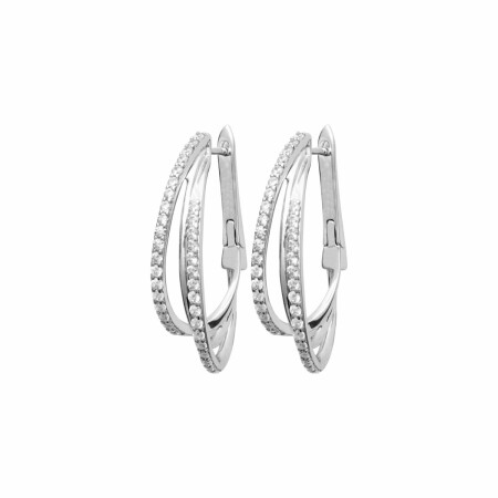 Boucles d'oreilles créoles en argent rhodié et oxydes de zirconium