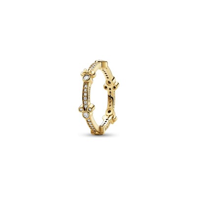 Bague Pandora Éternité Scintillante Disney X Pandora Mickey & Minnie en métal doré, taille 54