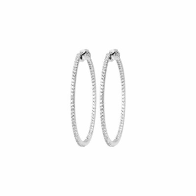 Boucles d'oreilles créoles en argent rhodié et oxydes de zirconium