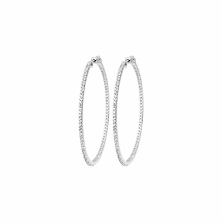 Boucles d'oreilles créoles en argent rhodié et oxydes de zirconium