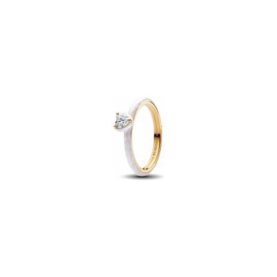 Bague Pandora Cœur Chakra Blanc en métal doré, taille 56