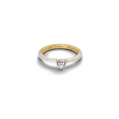 Bague Pandora Cœur Chakra Blanc en métal doré, taille 56