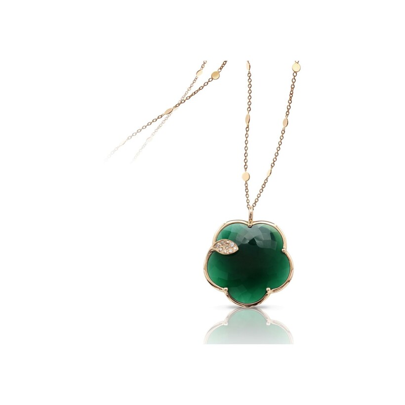 Pasquale Bruni Ton Joli necklace in pink gold, green agate and diamonds