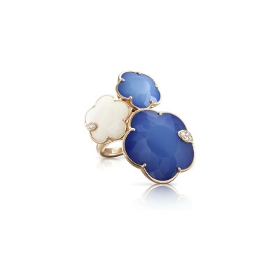 Bague Pasquale Bruni Ton Joli en or rose, blue moon, agate blanche et diamants