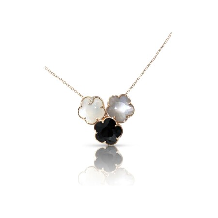 Collier Pasquale Bruni Bouquet lunaire en or rose, onyx, pierre de lune blanche, grise et diamants