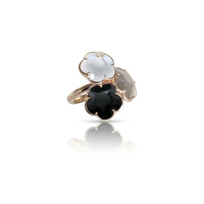 Bague Pasquale Bruni Bouquet lunaire en or rose, onyx, pierre de lune blanche, grise et diamants