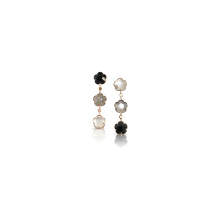 Boucles d'oreilles Pasquale Bruni Petit Joli Bouquet Lunaire en or rose, pierre de lune, onyx et diamants