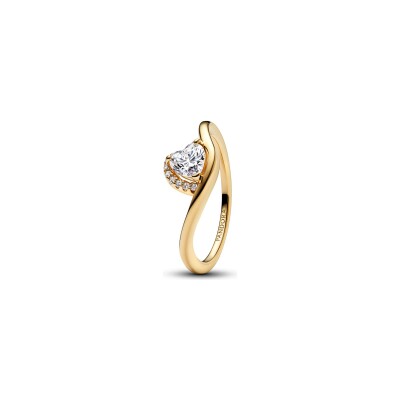 Bague Pandora Cœur Ondulée en métal doré, taille 54