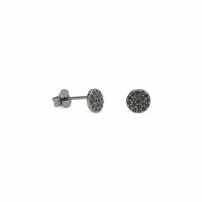 Boucles d'oreilles Etincelles noires en argent noir et quartz noir