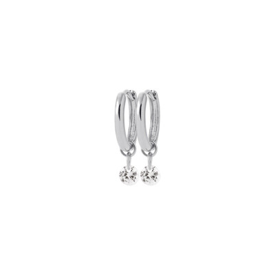 Boucles d'oreilles créoles en argent rhodié et oxydes de zirconium