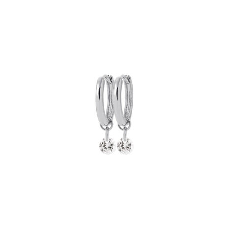 Boucles d'oreilles créoles en argent rhodié et oxydes de zirconium