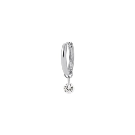 Mono boucle d'oreille en argent rhodié et oxyde de zirconium