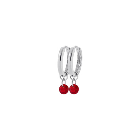 Boucles d'oreilles créoles en argent rhodié et pierres synthétiques