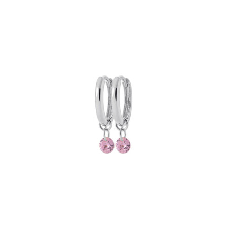 Boucles d'oreilles créoles en argent rhodié et oxydes de zirconium