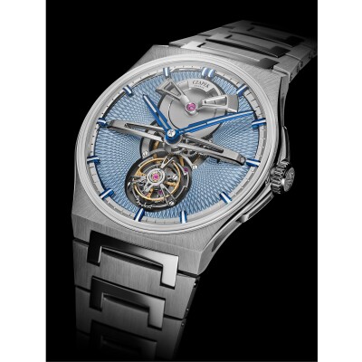 Montre Czapek Antarctique Tourbillon Guilloché Singularité - Glacier Blue