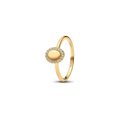 Bague Pandora Halo Ovale Gravable en métal doré, taille 56