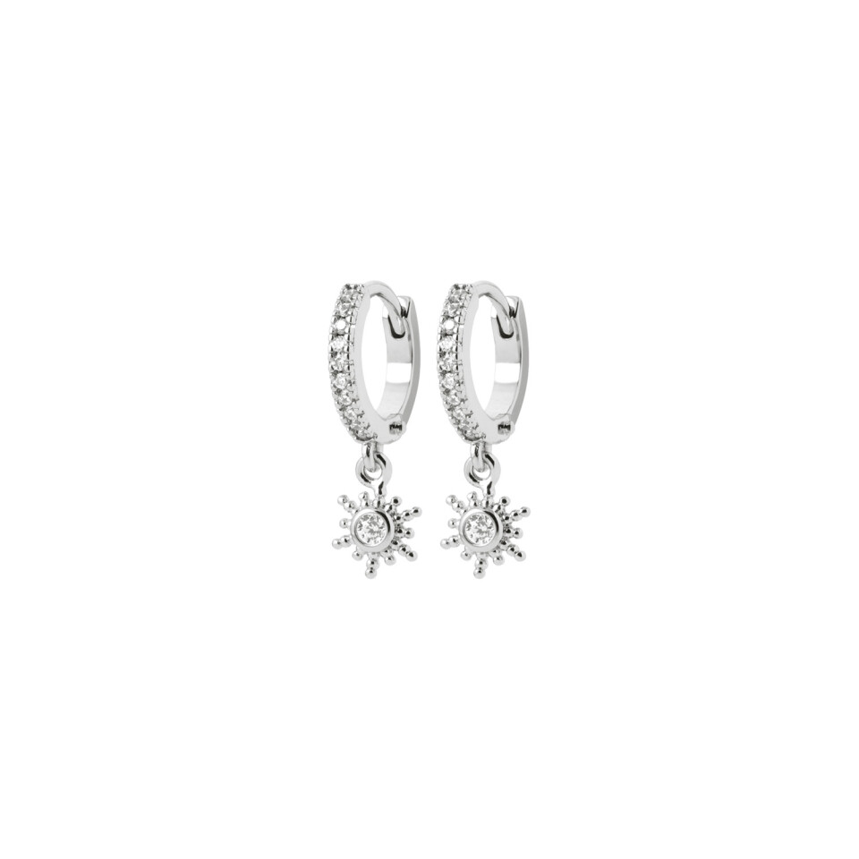 Boucles d'oreilles créoles en argent rhodié et oxydes de zirconium