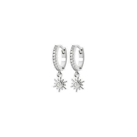 Boucles d'oreilles créoles en argent rhodié et oxydes de zirconium