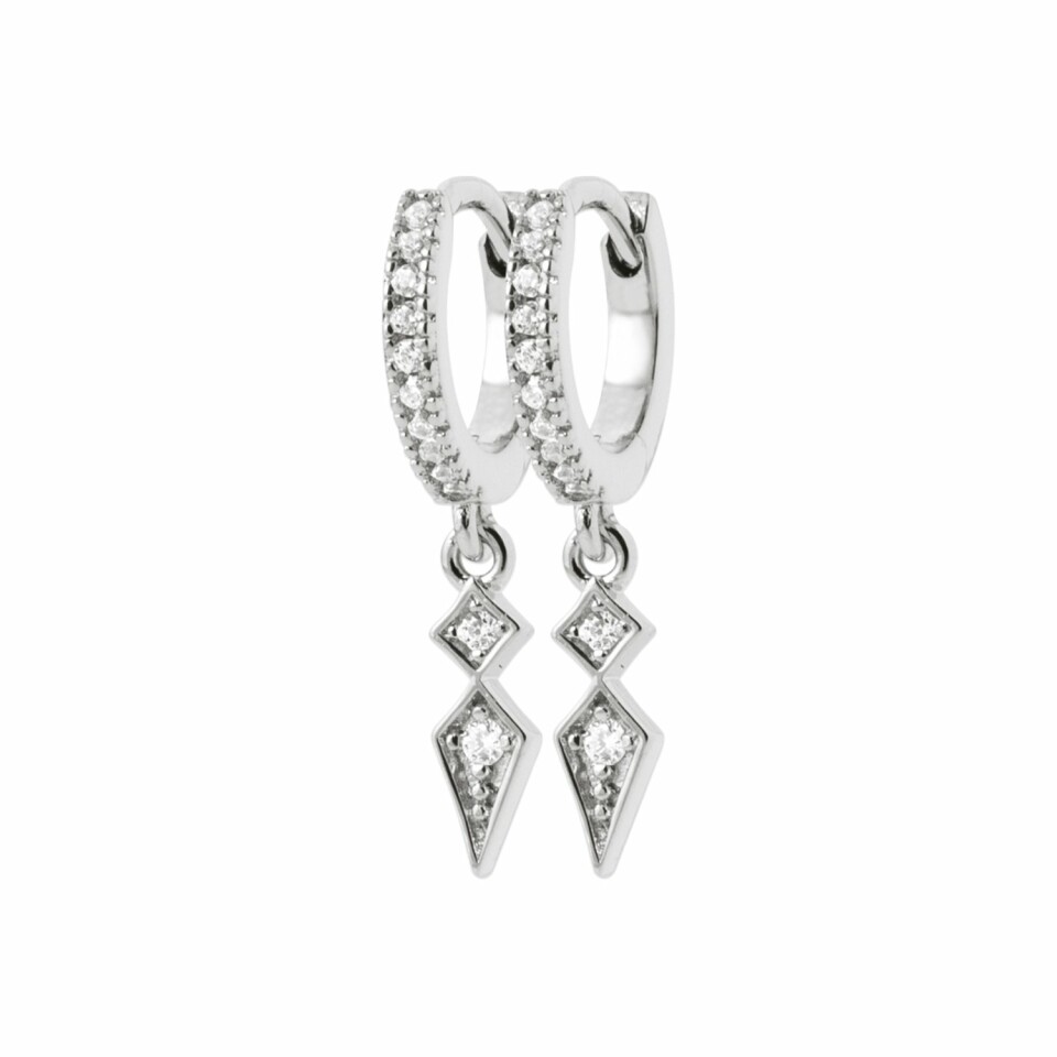 Boucles d'oreilles créoles en argent rhodié et oxydes de zirconium