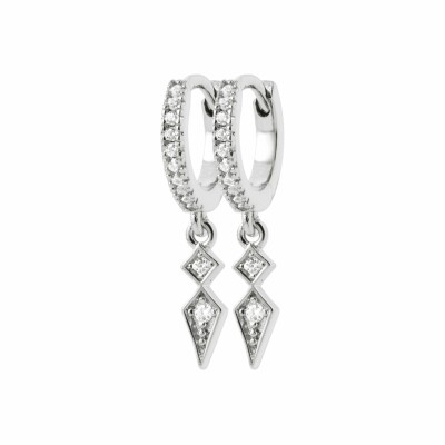 Boucles d'oreilles créoles en argent rhodié et oxydes de zirconium