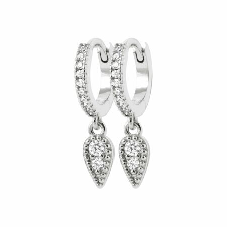 Boucles d'oreilles créoles en argent rhodié et oxydes de zirconium