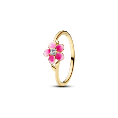 Bague Disney X Pandora Vaiana Fleur de Plumeria en métal doré, émail et oxydes de zirconium, taille 56