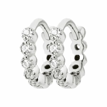 Boucles d'oreilles créoles en argent rhodié et oxydes de zirconium