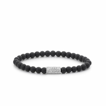 Bracelet Rebel & Rose Stones Only en onyx noir sablé