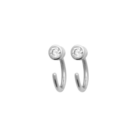 Boucles d'oreilles créoles en argent rhodié et oxydes de zirconium