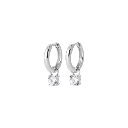 Boucles d'oreilles créoles en argent rhodié et oxydes de zirconium