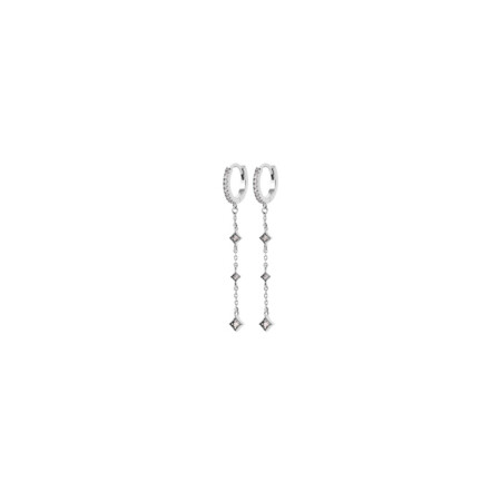 Boucles d'oreilles créoles en argent rhodié et oxydes de zirconium