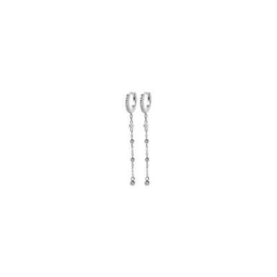 Boucles d'oreilles créoles en argent rhodié et oxydes de zirconium