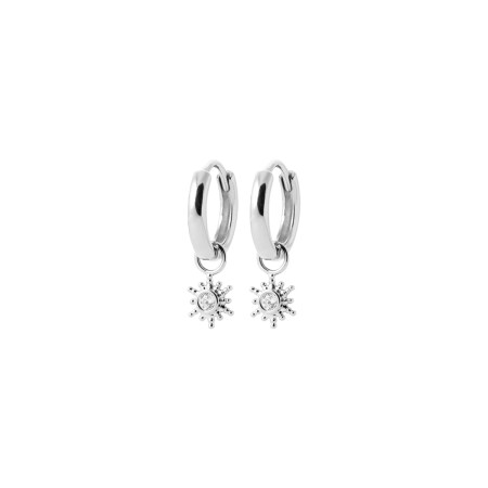 Boucles d'oreilles créoles en argent rhodié et oxydes de zirconium