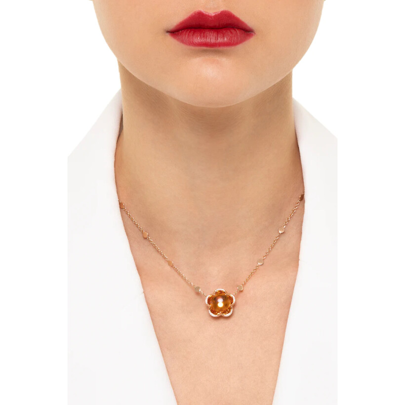 Pasquale Bruni Bon Ton necklace in rose gold, diamonds and citrine