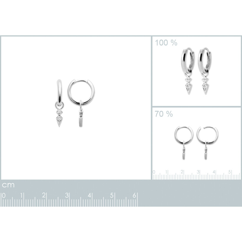 Boucles d'oreilles créoles en argent rhodié et oxydes de zirconium