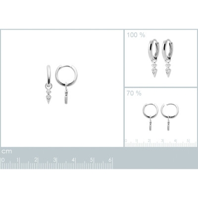 Boucles d'oreilles créoles en argent rhodié et oxydes de zirconium