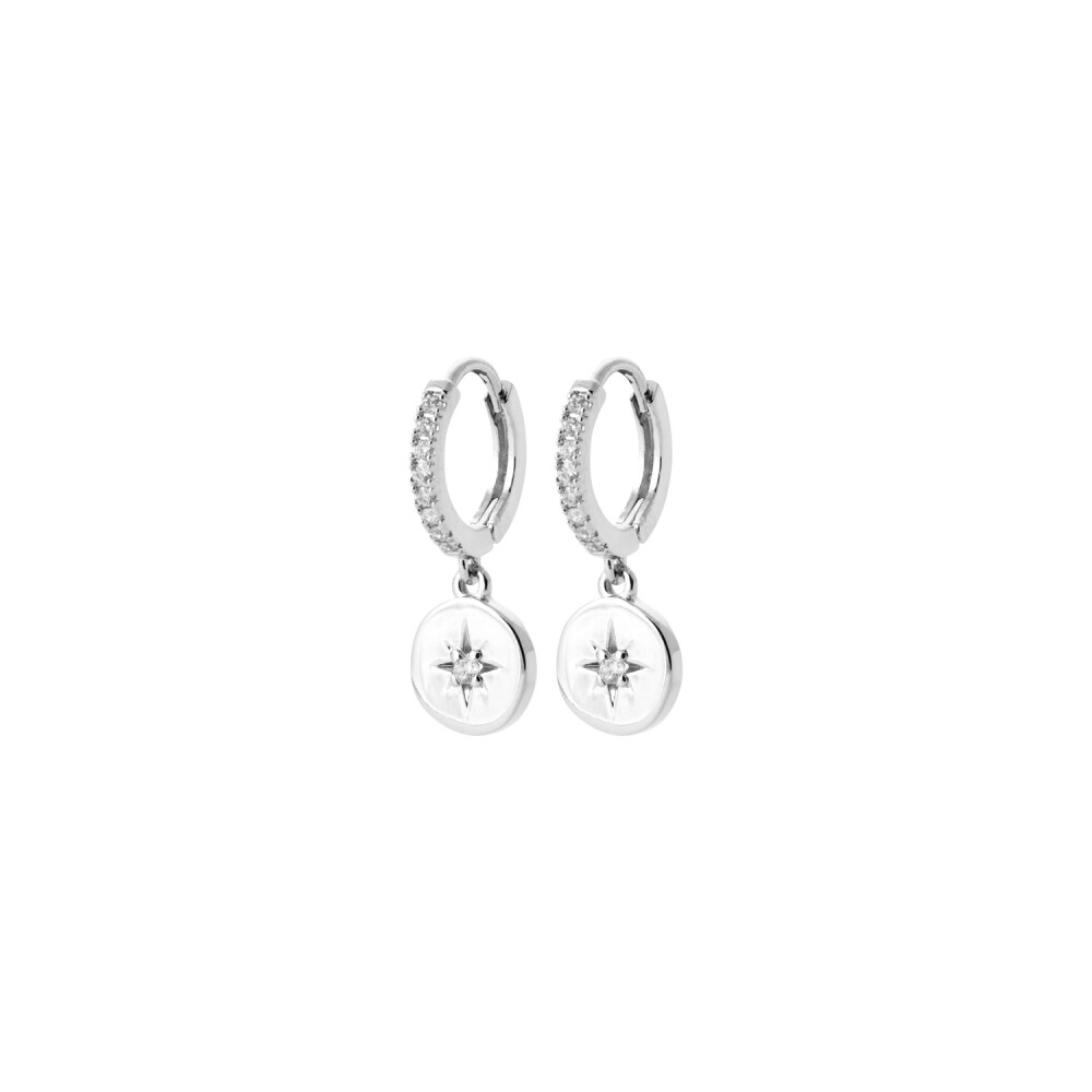 Boucles d'oreilles créoles en argent rhodié et oxydes de zirconium