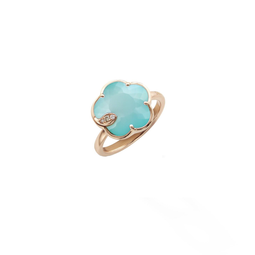 Pasquale Bruni Petit Joli ring in pink gold, diamonds, turquoise and moonstone