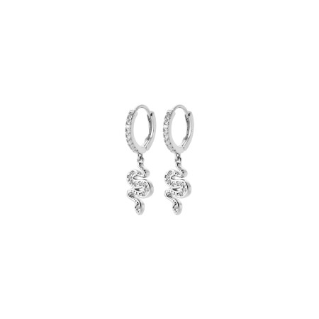 Boucles d'oreilles créoles en argent rhodié et oxydes de zirconium