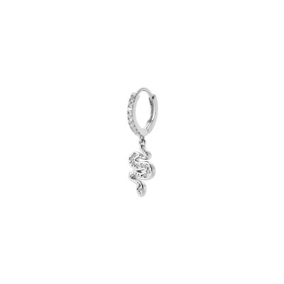 Créole en argent rhodié et oxyde de zirconium