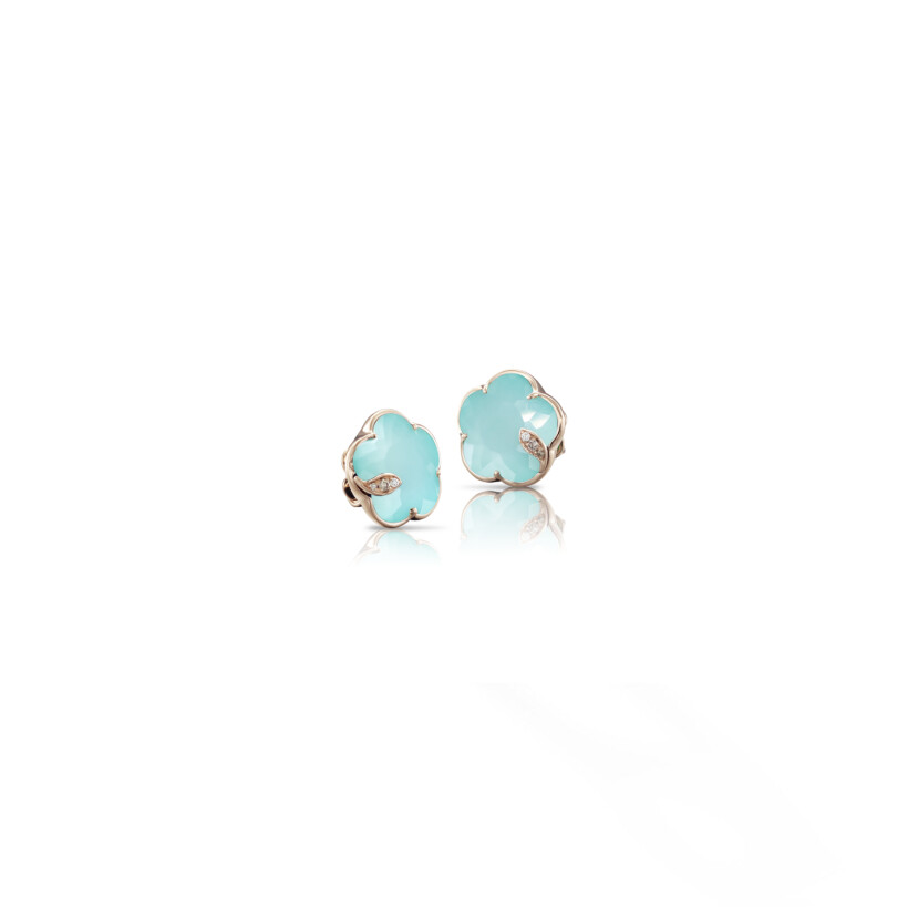 Pasquale Bruni Petit Joli earrings in pink gold, diamonds, turquoise and moonstone