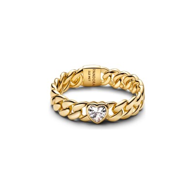 Bague Pandora Timeless Maille Cubaine en métal doré et oxyde de zirconium, taille 52