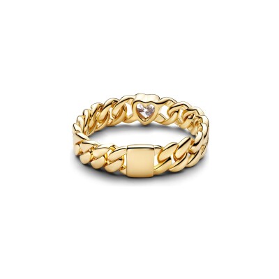 Bague Pandora Timeless Maille Cubaine en métal doré et oxyde de zirconium, taille 52