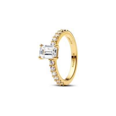 Bague Pandora Timeless Halo Rectangulaire Scintillante en métal doré et oxydes de zirconium, taille 52