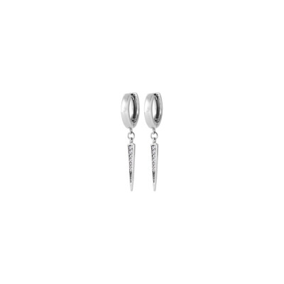 Boucles d'oreilles créoles en argent rhodié et oxydes de zirconium