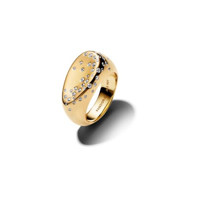 Chevalière Pandora Essence bombée ovale sertie en métal doré et oxydes de zirconium, taille 54