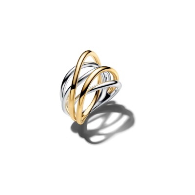Bague Pandora Essence anneaux entrelacés en argent et métal doré, taille 54