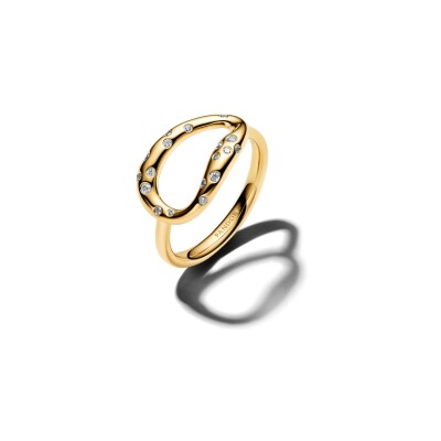 Bague Pandora Essence sertie Organique XL en métal doré et oxydes de zirconium, taille 54