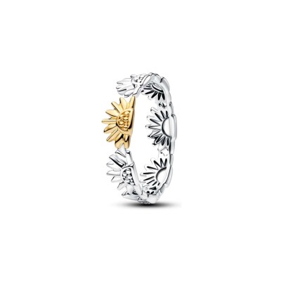 Bague Pandora Moments Demi-Éternité Tournesols en argent et métal doré, taille 52