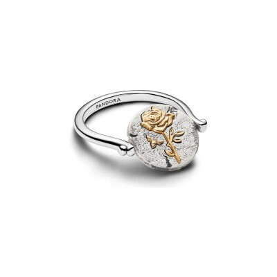 Bague Pandora Talisman Réversible Rose en argent et métal doré, taille 52